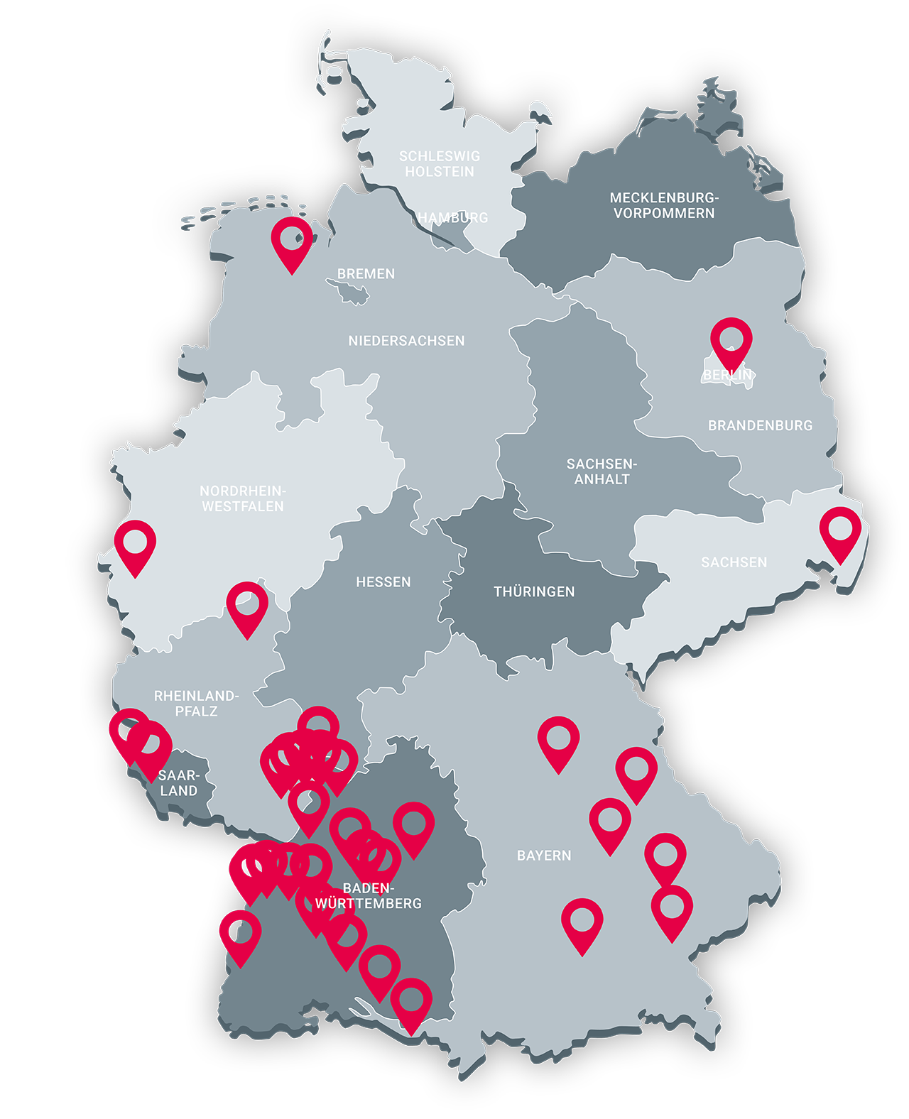 Standorte aller Gesellschaften